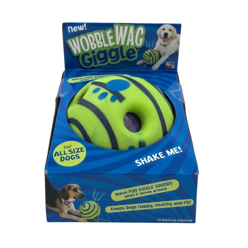 Wobble Wag Giggle Dog Toy Interactive Sound Ball Green Blue New